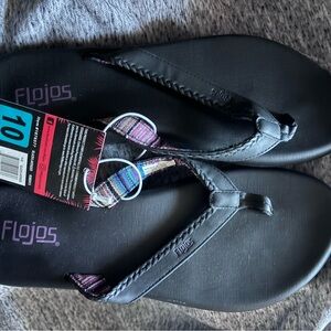 Flojos Black Sandals with Vibrant Straps